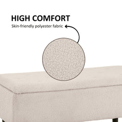 Modern Storage Bench, Ottoman with Storage and Lamb's Wool Upholstery for Living Room, Bedroom, Black