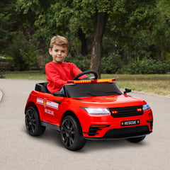 12V Kids Electric Fire Truck w/ Remote Control, Spring Suspension, Transport Wheel, Siren, Music, Light, Horn, Red