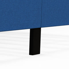 Queen Linen Platform Bed with Button Tufted Wingback Headboard, Blue