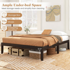 Queen Wood Platform Bed with 12 Plywood Slats and 4.5 Inch Slat Gap, Espresso