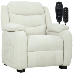 Massage Recliner Chair, Power Recliner with Quiet Brushless Motor, Remote, Pockets, 2 Memory Positions, Beige