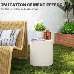 Terrazzo Finish Side Table, 17" Round End Table for Indoor and Outdoor, Charcoal Grey