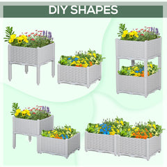 1 Piece Raised Garden Bed PP Raised Flower Bed Vegetable Herb Grow Box Stand Brown