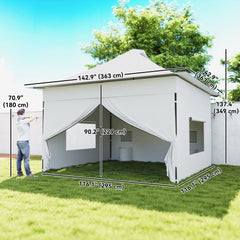 12 x 12 ft Pop Up Canopy Tent with Peak Top, UPF50+ 420D Outdoor Instant Canopy Shelter with Side Pockets, Silver