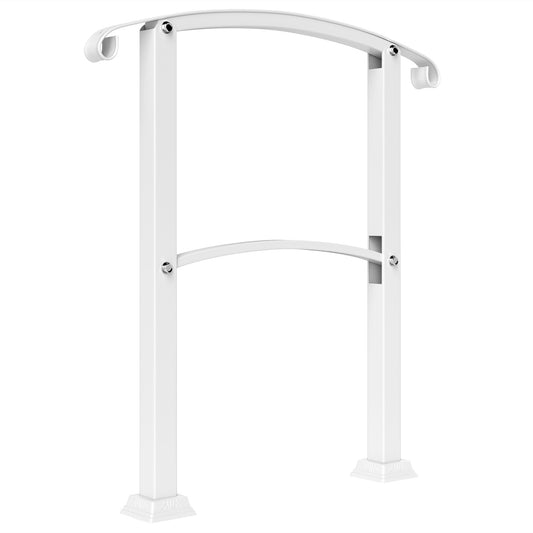 1-3 Step Handrails for Outdoor Steps, Porch Deck Railing, Metal Outdoor Stair Railing with Installation Kit, White