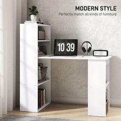 Modern Computer Desk with Storage Shelves, 47" Writing Table Workstation with Bookshelf for Home Office, Black