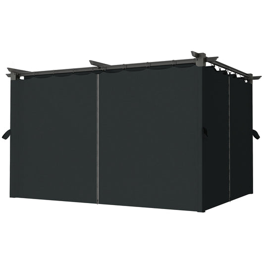10' x 13' Pergola with Retractable Canopy and Curtains, UPF30+ Sun Shade Shelter for Grill, Garden, Backyard, Deck