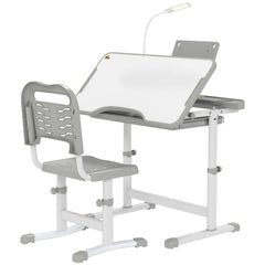 Kids Desk and Chair Set Height Adjustable Student Writing Desk Children School Study Table with Tilt Desktop, Blue
