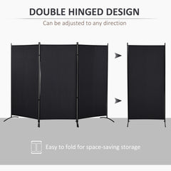 6' 3 Panel Room Divider, Double Hinged Folding Wall Divider, Indoor Privacy Screen for Home Office, Black