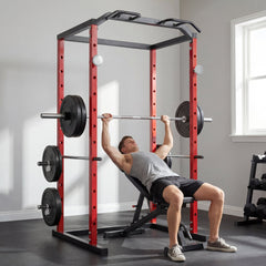 Power Cage, 1000 lbs Capacity Power Rack with Adjustable Height, Squat Rack for Home Gym Strength Training