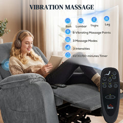 Power Recliner Chair with Massage, Electric Lift Chair for Elderly with Side Pockets, 2 Memory Positions, Remote, Brown