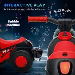 Electric Motorcycle for Kids, 6V Ride on Bubble Car with LED Headlight, Music, Pedal, for 2-5 Years Black
