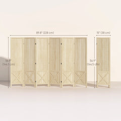 4.7' 3 Panel Wooden Room Divider with Pegboard Display, Folding Privacy Screen for Home Office, Natural