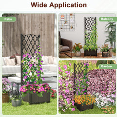 Raised Garden Bed with Diamond Trellis in Coffee, Self Watering Planter for Climbing Plants