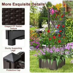 Raised Garden Bed with Diamond Trellis in Coffee, Self Watering Planter for Climbing Plants