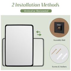 Rectangular Wall Mount Bathroom Mirror with Solid Steel Frame-L