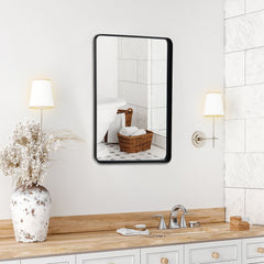 Rectangular Wall Mount Bathroom Mirror with Solid Steel Frame-L