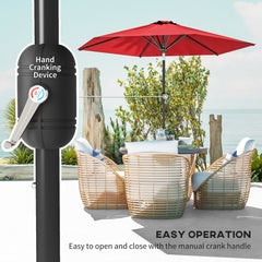 Patio Sun Umbrella, Outdoor Parasol with 6 Ribs, Khaki
