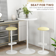 High Top Bar Table, Modern Round Dining Table with Painted Top and Steel Base, Bistro Table for 2 People, Black