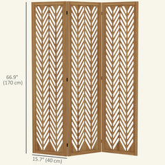 3 Panel Room Divider, 5.6ft Tall Wood Folding Privacy Screens, Freestanding Partition Wall Dividers, Light Brown