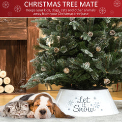 Metal Christmas Tree Collar, 26 Inch Round Christmas Tree Ring for Home Holiday Decoration, White