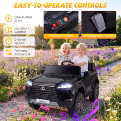 24V 4WD Licensed Lexus GX550 2 Seater Kids Ride On Car with Four 100W Motors, Black