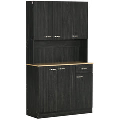 71" Modern Buffet with Hutch, Standing Kitchen Hutch with Storage Cabinets, Drawer, Open Space with Microwave Stand, White