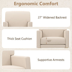 Upholstered Rocking Chair with and Solid Wood Base-Beige