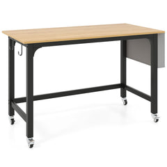 Rolling Computer Desk with Headphone Hooks and Lockable Wheels for Home Office-Natrual