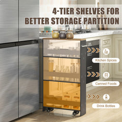Rolling Kitchen Slim Storage Cart Mobile Shelving Organizer with Handle-Gray