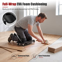 Rolling Knee Creeper with 360° Swivel Casters Lightweight Kneeling Pads-Black