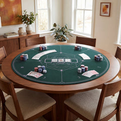 Round Poker Mat for Texas Hold'em 47 inches with Carrying Bag for 8-Player-Green