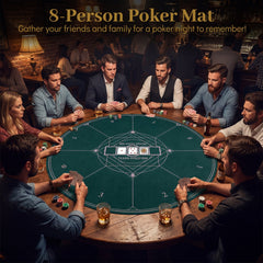 Round Poker Mat for Texas Hold'em 55 inch Portable Foldable Anti-Slip Rubber Base Table Layout-Green