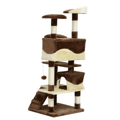 53" Cat Tree Scratching Large Kitten Play House Multi-Level Activity Center Pet Furniture