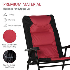 Folding Rocking Chair Set of 2 Padded Rockers with Armrest, Navy Blue
