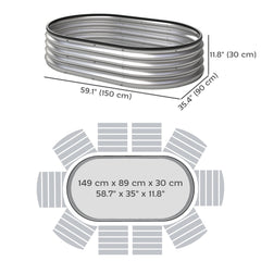 2Pcs Galvanized Raised Garden Bed, 4 x 3 x 1 ft Modular Metal Garden Beds with Rubber Strip Edging, Silver