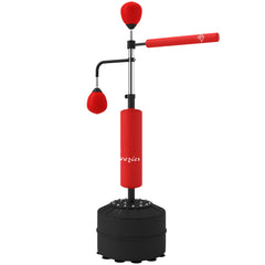 4-in-1 Free Standing Punching Bag, Height Adjustable Boxing Bag with 2 Speed Balls, 360° Reflex Bar, Black