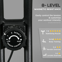 Foldable Exercise Bike Indoor Stationary Bike w/ 8-Level Magnetic Resistance LCD Screen Phone Holder for Home Gym Black
