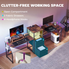 96 Inch Gaming Desk, Dual Computer Desk for 2 Person with Power Outlets and Monitor Stands, Black
