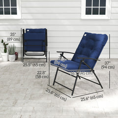 Set of 2 Outdoor Folding Chairs with Adjustable Backrest, Padded Camping Chairs for Outdoor Events, Grey