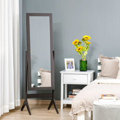 Full Length Mirror, Free Standing Full Body Mirror with Rectangular Frame, Adjustable Angle for Dressing Room, Bedroom, Living Room, Dark Brown