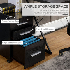 3 Drawer File Cabinet with Lock and Edged Top, Lockable Filing Cabinet on Wheels for Letter and A4 Size, White