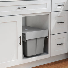 Pull Out Bin, Under Sink Garbage Can with 2 Removable Compartments (4 gallon Each) for Kitchen Waste, Light Grey