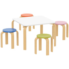 Kids Table and Chair Set, 5-Piece Children Furniture Set, Kids Table and 4 Chair Set for Daycare, Classroom, Playroom