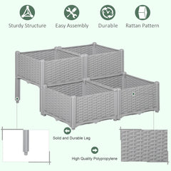 1 Piece Raised Garden Bed PP Raised Flower Bed Vegetable Herb Grow Box Stand Brown