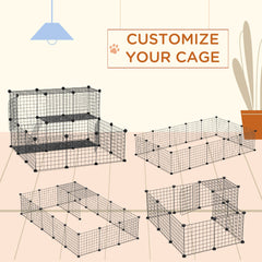 Small Animal Cage Rabbit Cage with Door, Guinea Pig Playpen, Small Animal Fence for Bunny, Chinchilla, Freret, Chinchilla, Indoor and Outdoor Use, Total 31 Panels, 41.3" x 41.3" x 27.6"