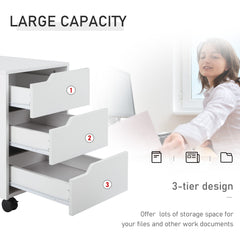 3 Drawer File Cabinet, Mobile Vertical Filing Cabinet with Wheels, Printer Stand with Storage for Home Office, Oak