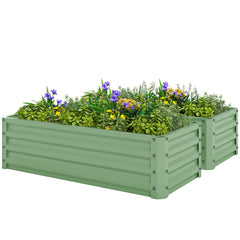 Galvanized Raised Garden Beds, Outdoor Planter Box, Set of 2, for Flowers, Herbs and Vegetables, Black