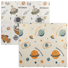 Foldable Baby Plat Mat, 77" x 69" Kids Floor Mat for Crawling and Learning, Astronaut & Planet Theme