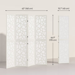 4 Panel Room Divider, 5.6 FT Lightweight Folding Privacy Screen with Geometric Pattern for Living Room, Bedroom, Black
